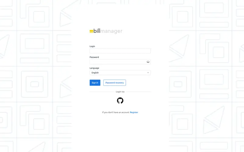 GitHub OAuth login for billmanager — 2