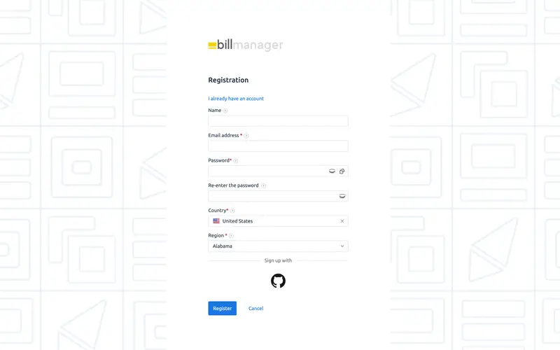 GitHub OAuth login for billmanager — 1