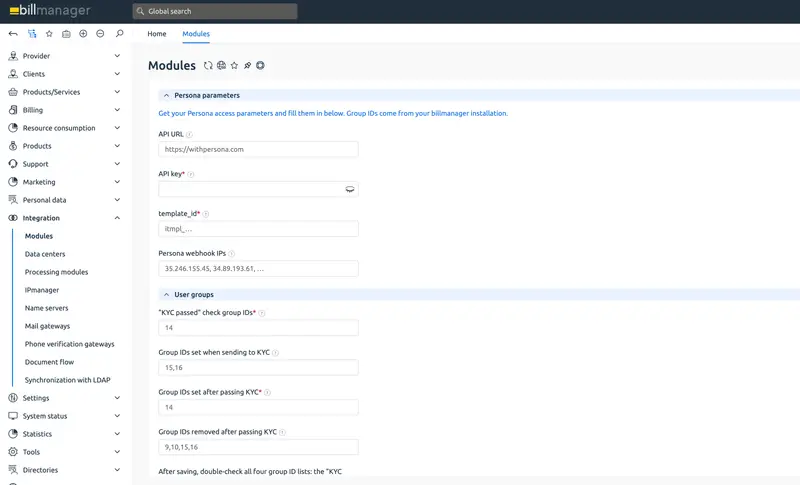 Модуль KYC Persona для billmanager — 1